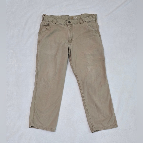 Men's Carhartt Work Pants Size 36x28 Original Dungaree Wide Leg Workwear Canvas - Picture 1 of 5
